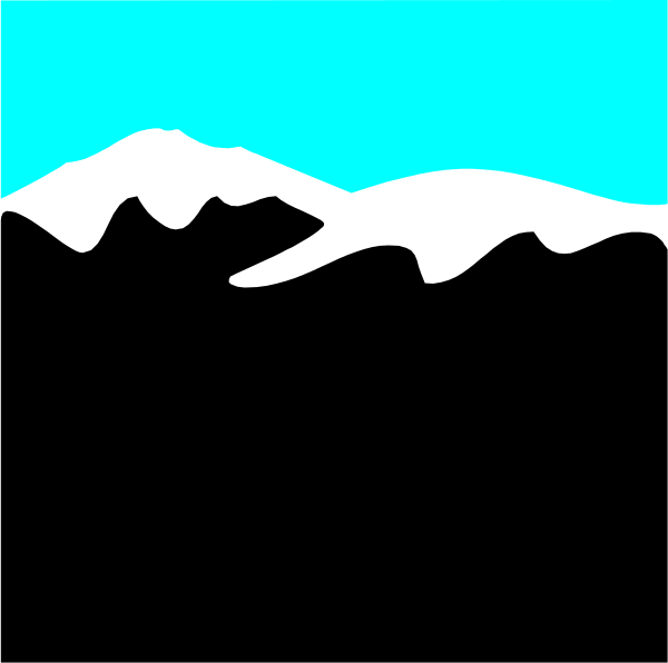 The image shows a black silhouette of mountains against an evening sky with no visible details about any other elements present within it.