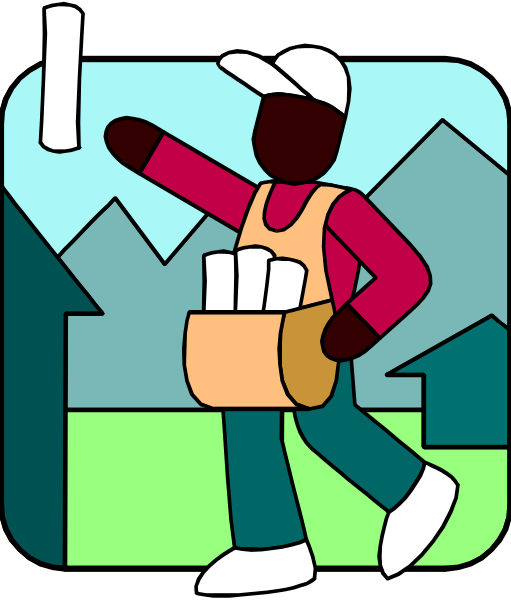 The illustration depicts a person carrying multiple packages of cigarettes while walking towards an open house with mountains visible behind it.