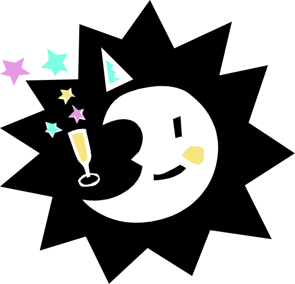 The image shows a black background with various items on it: there's an axe to the left side of the frame; in the center is what appears to be a small figure holding two objects that resemble bananas, one yellow and one green; above this central character are three smaller figures or shapes.