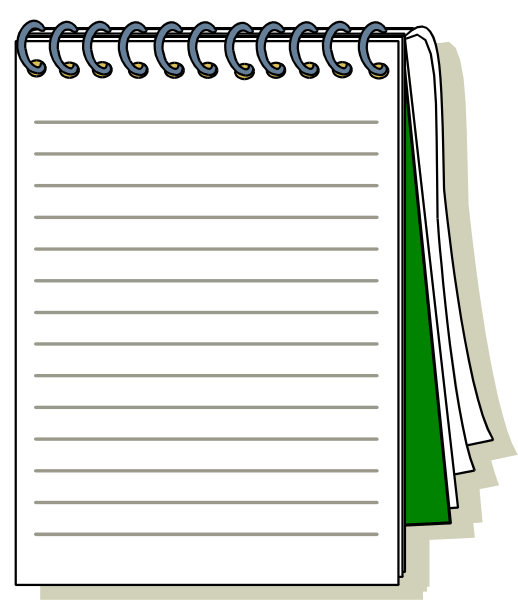 The image shows a spiral notebook with lined paper resting on top of several other similar books that appear to be stacked together in an orderly manner against what looks like a dark background.