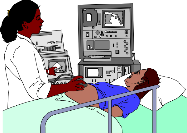 The image shows a cartoon of an emergency room scene with two characters: on the left is a doctor standing at attention in front of medical equipment; to his right lies another character who appears unconscious or asleep on a hospital bed, hooked up to various machines and monitors that are typical for such settings.