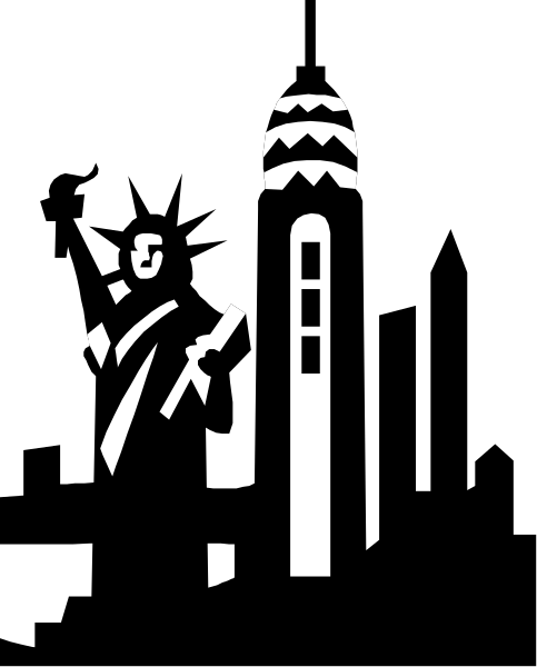 The black and white silhouette of a person standing next to an object that resembles a microphone stand with two vertical bars on top in front of them.