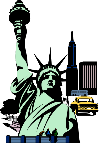 The Statue of Liberty stands tall against a night sky with traffic below it on an urban street scene.