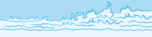 The image shows a wavy blue line on top of another wave pattern with white foam at its peak against an indistinct background that appears to be dark grey in color.