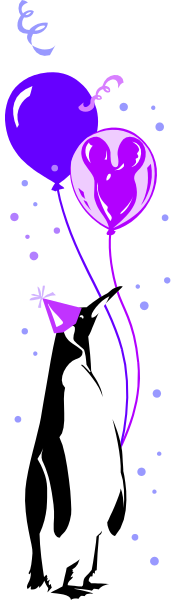 The image shows a purple balloon with two white ones next to it on top of what appears to be confetti against a dark background; there is also an illustration in black ink that looks like a person holding up one hand and wearing something around their neck, which could possibly represent clothing or accessories.