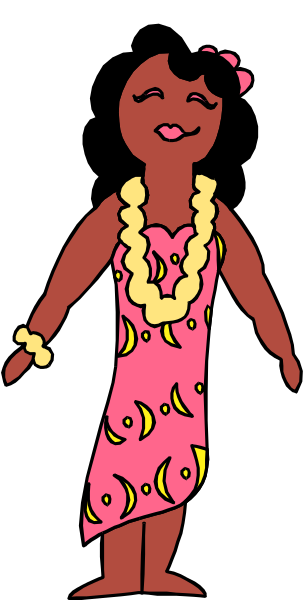 The image shows a cartoon of an animated female character with brown hair wearing a pink dress standing against a black background; she is smiling at someone off-screen to her right side in front of what appears to be a window, and there's no text present within this small clip art illustration.