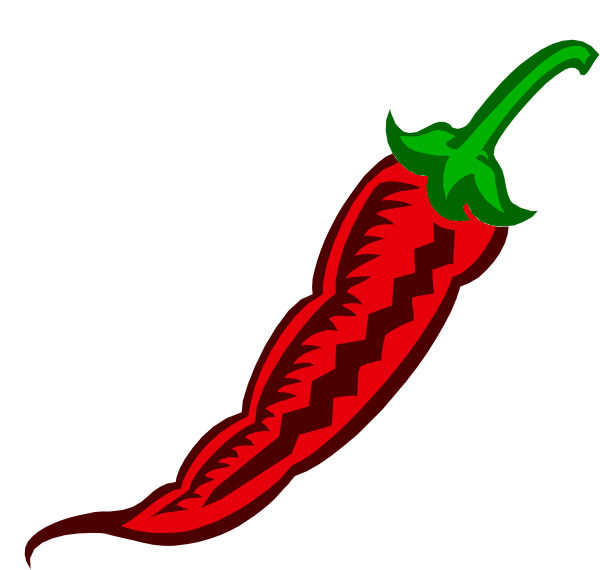 The image shows a red chili pepper with green stem against white background.