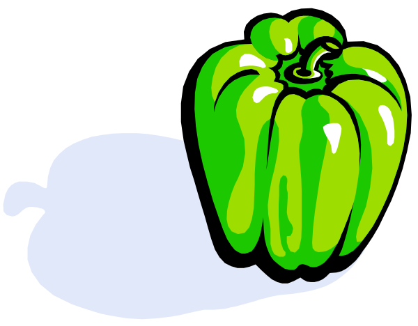 The image shows a green pepper with an eye on it sitting next to what appears to be a white surface against a black background.