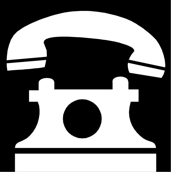The black and white icon features a telephone with an attached handset on its side next to a fire hydrant symbolizing emergency services accessibility in urban areas.