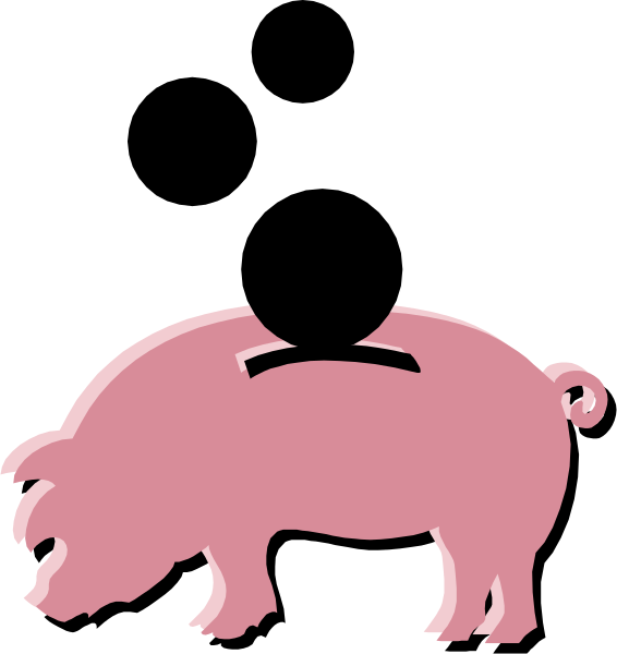 The image shows a pink pig standing on its hind legs with two front paws raised as if it's waving at something off-screen to the right of another smaller pig that is also in an upright position, both against a black background.