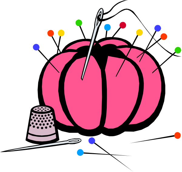 The illustration shows a pink pumpkin with an orange stem on top of it next to various kitchen utensils such as scissors, spoons, knives, pincushion, salt shaker and pepper grinder in front of them all is black background