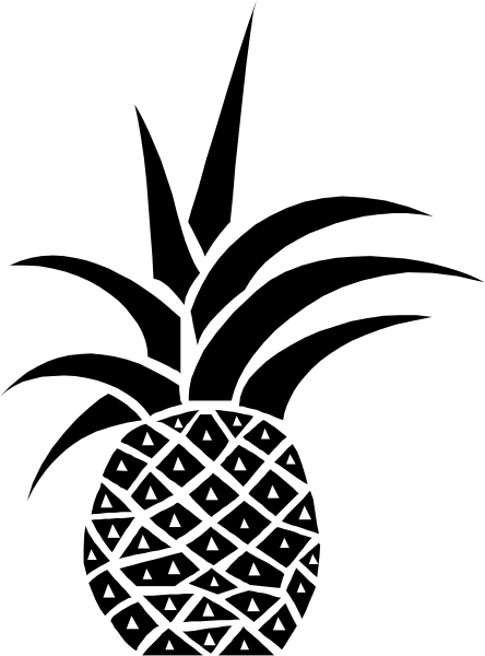 The image shows a black and white photo of an abstract design with geometric shapes resembling trees against a dark background.