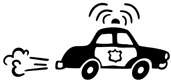 The black and white image shows a car with an open hood parked on what appears to be asphalt surface at nighttime.