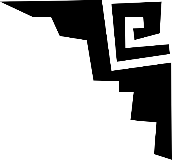 The black and white photo shows a simple geometric pattern with lines forming an abstract design against a dark background.
