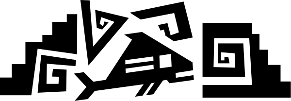 The image shows a gray background with an abstract design that resembles a stylized letter "e" on its side in black coloring.