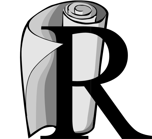 The black and white logo of a company with an abstract design resembling letters "R" and "C".