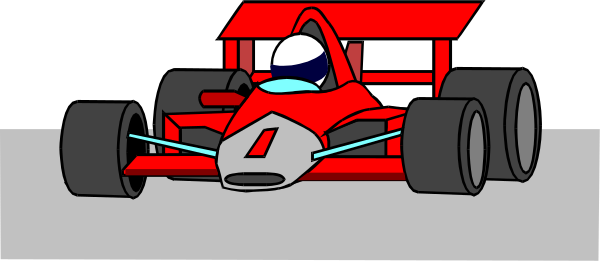 The image shows a red race car with black tires on top of it.