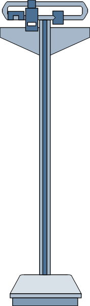 The image shows a blue fire extinguisher with nozzle attached to it on its side against a gray background.