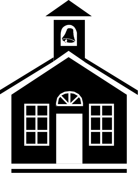 The black and white image shows a simple line drawing of an old building with multiple windows on its facade, two doors at different levels, one open window in front of which is placed what appears to be a small statue or figurine, possibly representing someone standing outside looking upwards towards the sky.