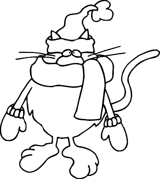 The black and white silhouette of a cartoon character dressed as Santa Claus with his arms outstretched against a dark background.