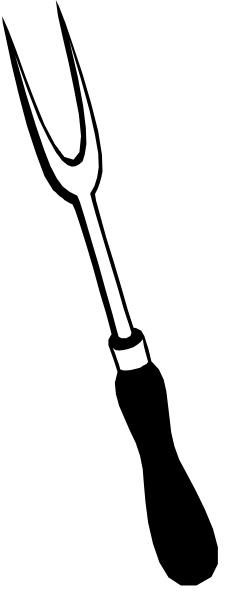 The image shows a fork with four tines against a black background.
