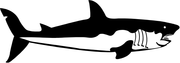 The image shows a shark swimming underwater with its mouth open as if it's about to bite something.