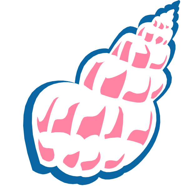 The image shows two cartoon shells with a pink interior against a white background on top of each other; there is no text present in this clip-art illustration.