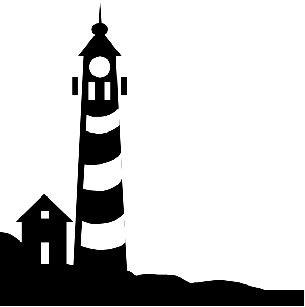 The black and white photo shows a lighthouse with two lights on top of it against an indistinct background.
