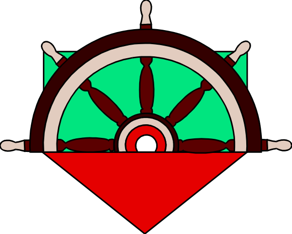 The image shows a stylized compass rose with an anchor at its center on what appears to be a flag background.