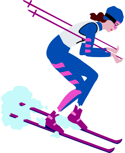 The image shows a cartoon of an athlete on skis jumping over snow with smoke coming from their feet.