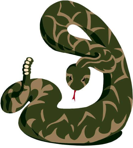 The image shows a cartoon snake with its tongue sticking out on top of it, coiled around itself against a black background.