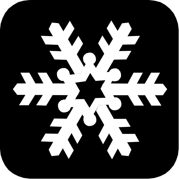 The image shows a black snowflake with white lines on it against a dark background.