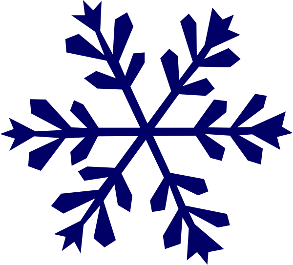 The image shows a blue snowflake with six arms against a black background.