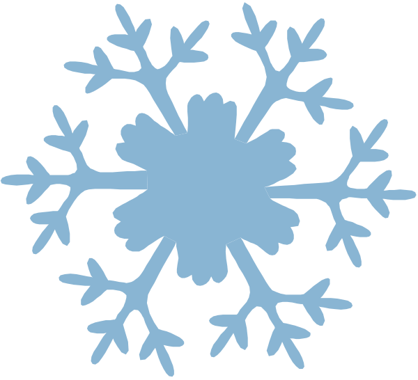The image shows a blue snowflake with six branches against a black background.