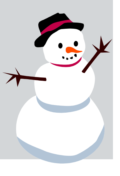 The image shows a cartoon of an anthropomorphic snowman with arms outstretched standing against a white background.
