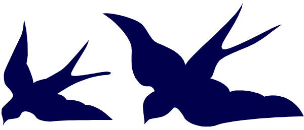 The image shows a blue bird with its wings spread out flying over water against an orange sky background.