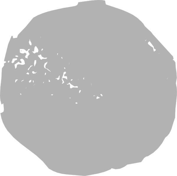 The image shows a black silhouette of an object that appears to be round with several smaller shapes scattered around it on what looks like a dark background.