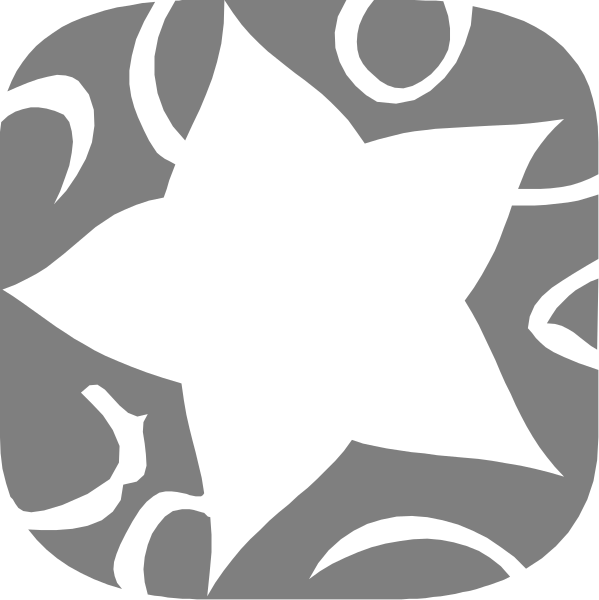 The image shows a black star with white swirls around it on what appears to be an abstract background.