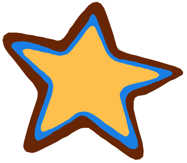 The image shows a stylized star with an orange outline filled with blue coloring on top of what appears to be black background.