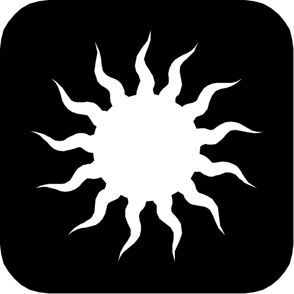 The image shows a black silhouette of an object that resembles a sun with rays extending outward from its center on a dark background.