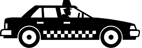The image shows a black car with white dots on it driving down an empty street at nighttime.