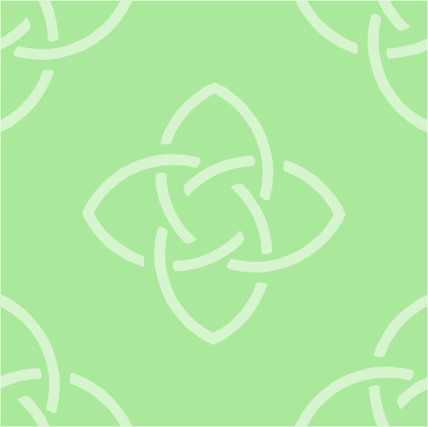 The image shows a repeating pattern of interlocking green shapes with white outlines on an aqua background.