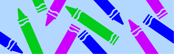The image shows a row of colorful pencils with purple, green, blue, red, yellow, orange, pink, white tips in an orderly fashion against a gray background.