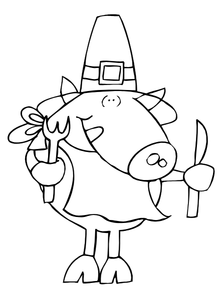The image shows a cartoon of an anthropomorphic pig dressed as Santa Claus holding a shovel with a carrot in it while standing on what appears to be snow-covered ground.