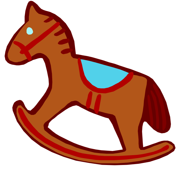 The image shows two cartoon horses with a red saddle on top of them against a black background.