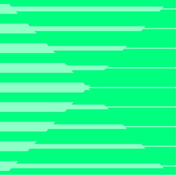 The image shows a pattern of green rectangles with white lines forming an abstract design that resembles train tracks on a blue background.