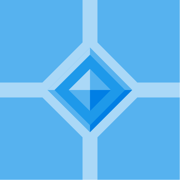 The image shows a blue diamond with white borders on each side against an empty background.