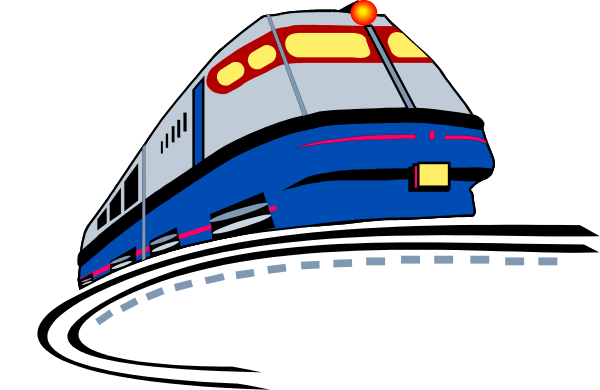 The image shows a train on tracks with two cars behind it against an overcast sky background.