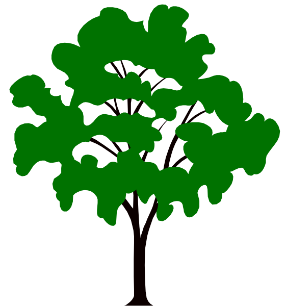 The image shows a stylized tree with roots on either side of its trunk against a black background.