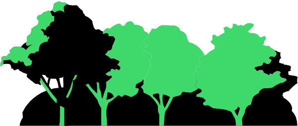 The image shows a black and white silhouette of trees against an empty background with no other discernible elements present in this clip-art representation.